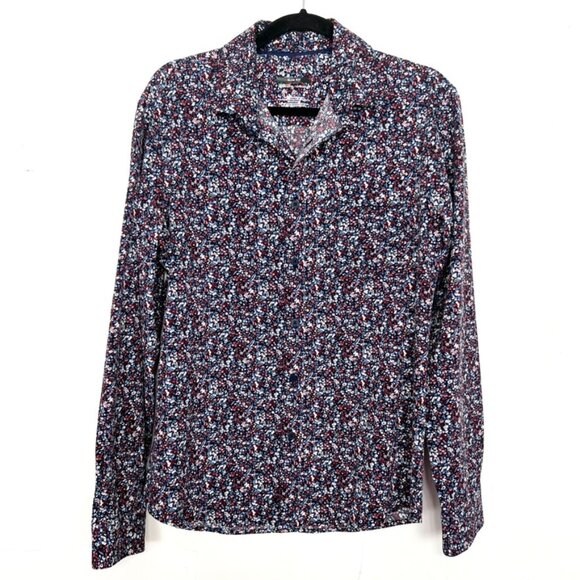 Apt.9 Performance Untucked Slim Fit Button Down Shirt Floral Medium mc - Picture 1 of 3